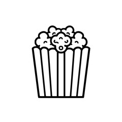 Popcorn icon, pop icon, bucket icon, cinema icon, corn icon, snack icon, box icon, entertainment icon, graphic icon, pictogram icon, marketing icon, popcorn, food, snack, box, movie, icon, isolated, 
