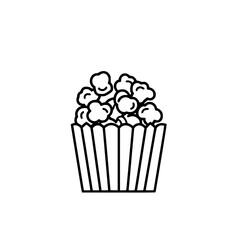 Popcorn icon, pop icon, bucket icon, cinema icon, corn icon, snack icon, box icon, entertainment icon, graphic icon, pictogram icon, marketing icon, popcorn, food, snack, box, movie, icon, isolated, 