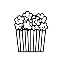 Popcorn icon, pop icon, bucket icon, cinema icon, corn icon, snack icon, box icon, entertainment icon, graphic icon, pictogram icon, marketing icon, popcorn, food, snack, box, movie, icon, isolated, 