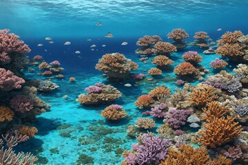 Naklejka premium A beautiful coral atoll with clear blue waters and vibrant marine life