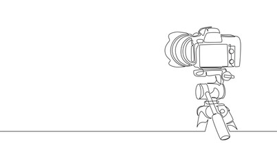 Continuous line drawing of digital camera. Simple line art style vector illustration