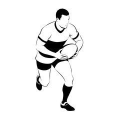 Fototapeta premium Dynamic Rugby Player in Action - showcasing the intense nature of the sport.”