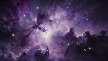 Obraz premium Beautiful nebulae and stars in the night sky. Supernova background wallpaper