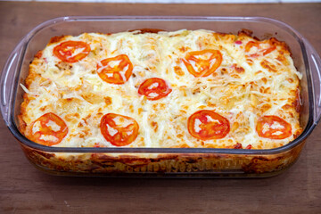 Classic chicken lasagna with catupiry