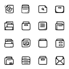 document icon, business icon, symbol icon, archive icon, contract icon, file icon, office icon, computer icon, message icon, web icon, folder icon, graphic icon, portfolio icon, magnifying glass icon,