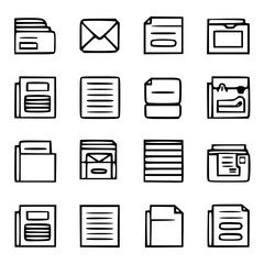 document icon, business icon, symbol icon, archive icon, contract icon, file icon, office icon, computer icon, message icon, web icon, folder icon, graphic icon, portfolio icon, magnifying glass icon,