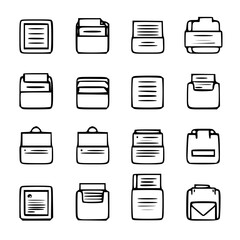 document icon, business icon, symbol icon, archive icon, contract icon, file icon, office icon, computer icon, message icon, web icon, folder icon, graphic icon, portfolio icon, magnifying glass icon,