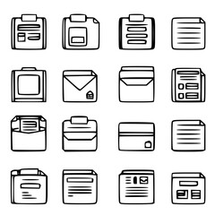 document icon, business icon, symbol icon, archive icon, contract icon, file icon, office icon, computer icon, message icon, web icon, folder icon, graphic icon, portfolio icon, magnifying glass icon,