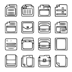document icon, business icon, symbol icon, archive icon, contract icon, file icon, office icon, computer icon, message icon, web icon, folder icon, graphic icon, portfolio icon, magnifying glass icon,