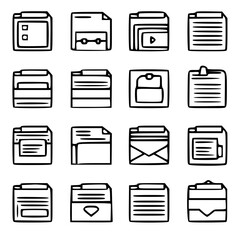 document icon, business icon, symbol icon, archive icon, contract icon, file icon, office icon, computer icon, message icon, web icon, folder icon, graphic icon, portfolio icon, magnifying glass icon,
