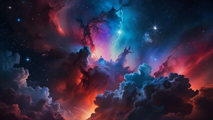 Fototapeta premium Beautiful nebulae and stars in the night sky. Supernova background wallpaper