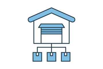 Distribution center icon. icon related to supply chain. suitable for web site, app, user interfaces, printable etc. flat line icon style. simple vector design editable