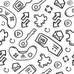 game icon seamless pattern in hand drawn style pattern background