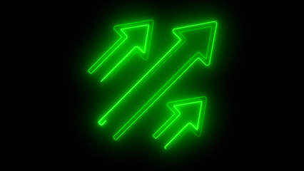 Neon Glowing Arrow Icon - Futuristic Directional Sign - Bright Blue Arrows on Black Background - Modern Digital Art - High-Tech Navigation Symbol
