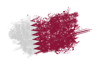 qatar flag with grunge  effect- vector illustration