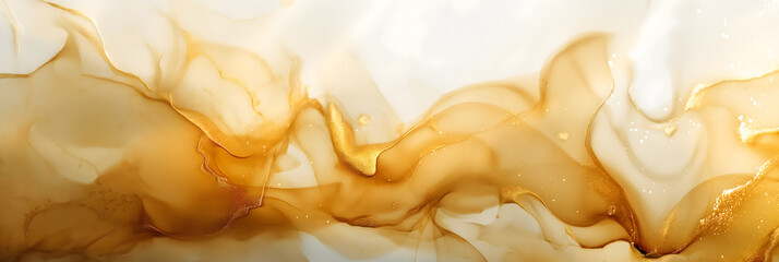 Abstract Golden Swirls with White and Glitter Textures for Creative Backgrounds