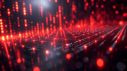 Futuristic Cityscape with Digital Financial Data Overlay at Twilight