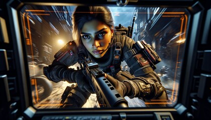 first person shooter game scene