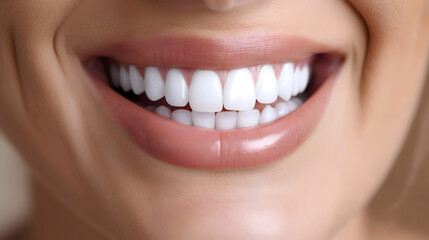 Close-up of a Beautiful Smile Showing White Healthy Teeth