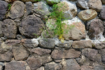 stone wall background, restored fortress wall