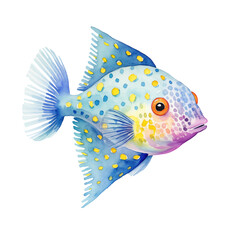 Ray fish watercolor painting isolated on white background