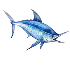 Fototapeta premium Sword fish watercolor painting isolated on white background