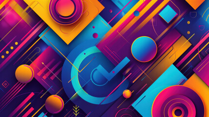 Abstract geometric shapes background, vibrant colors, dynamic patterns