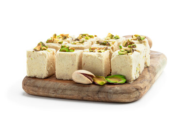 Turkish pismaniye dessert cotton candy isolated on white