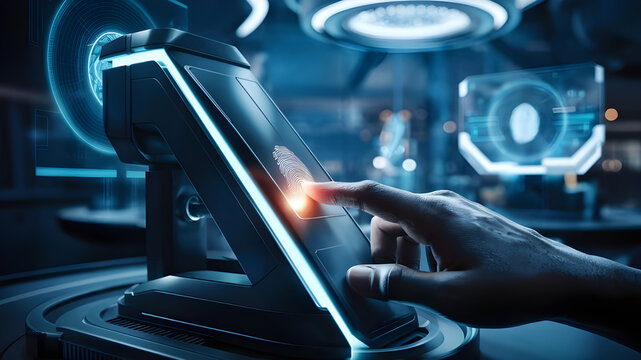 Person working on a computer, finger print, device, mobile, indoor, technology, biometric, verification, security, full hd, 4k, photo, image, picture, download