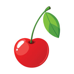 cherry fruit with leaves on white