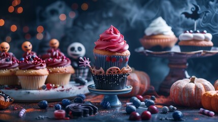 Halloween party with themed snacks, great for promoting holiday events and seasonal food