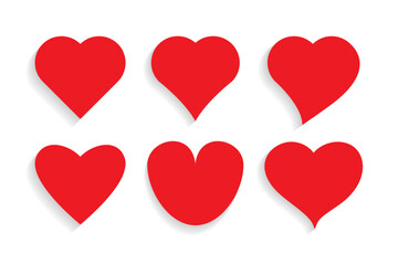 Variation of red love with shadow. Vector illustration 