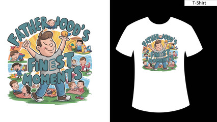 Fatherhood Finest Moment Concept Father's Day T Shirt Design Vector
