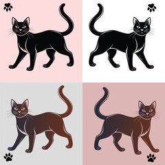 Cute cat vector illustration. set of cat vector image.