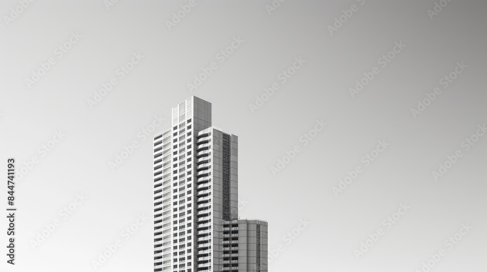 Wall mural the modern architectural building or skyscraper with monochrome filter. low angle view of tower cent