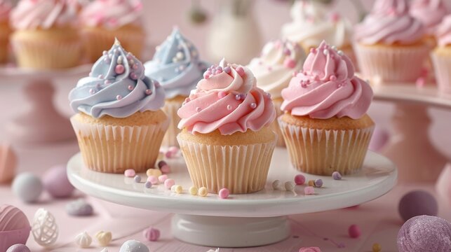 Gourmet cupcakes with elegant designs, great for promoting bakery items and dessert photography