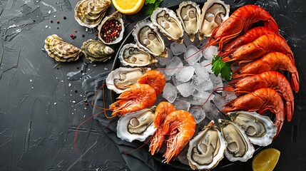 Elegant seafood platter with oysters, perfect for gourmet dining promotions and culinary blogs