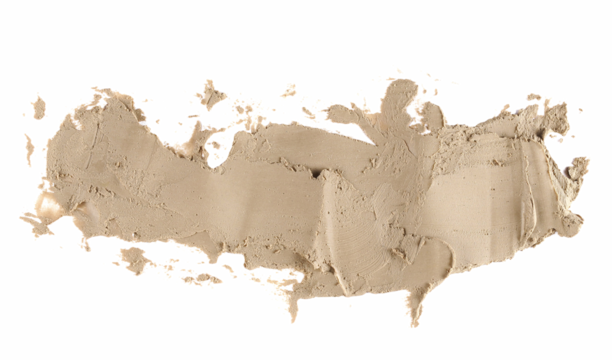 Smeared clay isolated on whitebackground, clipping path