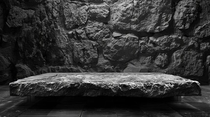 Stone Podium with Dramatic Shadows and Textured Background