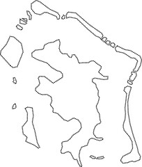 dot line drawing of bora bora island map.
