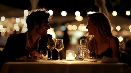 Couple at an expensive restaurant