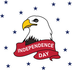 4th July Independence day US a white background with a eagle and a red scarf with blue stars