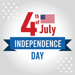 4th July Independence day US - a white background with a blue ribbon that says independence day