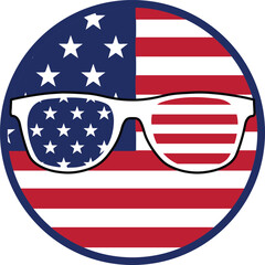 a picture of a pair of glasses with the american flag in the background