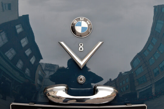 Rear view of old BMW 502 V8 car produced in 1961