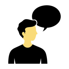 silhouette of a person with speech bubble