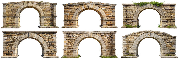 Old stone arch isolated transparent background PNG