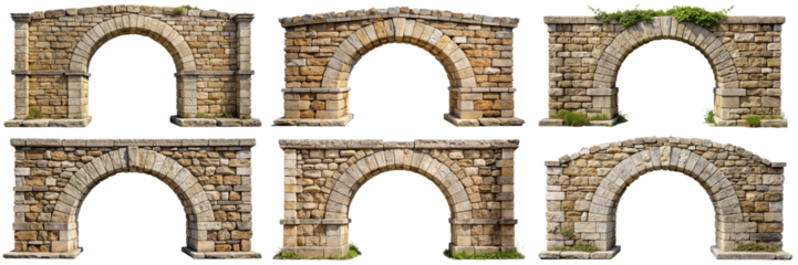 Old stone arch isolated transparent background PNG