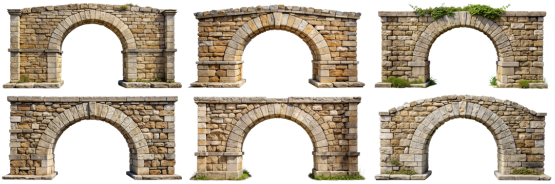 Old stone arch isolated transparent background PNG