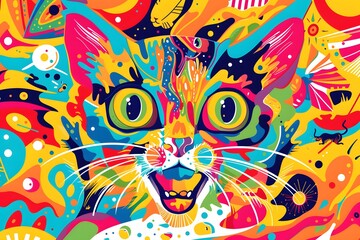 Illustration of a crazy cat